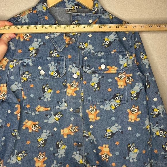 Girls Jean Jacket size XL(14) BLUEY Cartoon Print Denim Bingo Bluey School Coat - Picture 10 of 16
